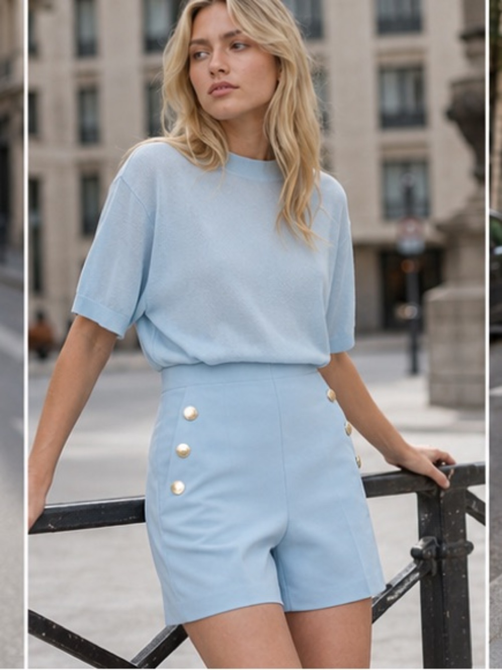 Zara shorts with gold buttons bloggers fav